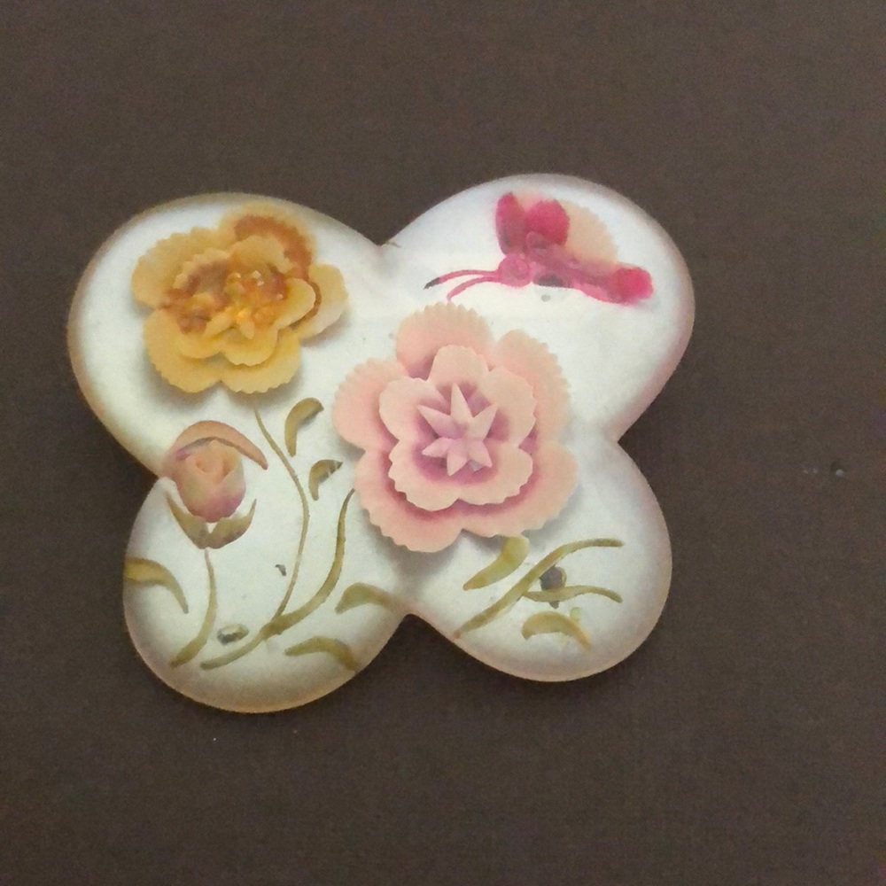 Flower and Butterfly Brooch